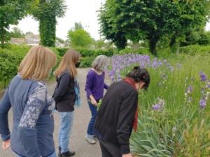 Workshop di ikebana all'aperto in giardino